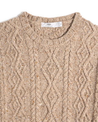 Inis Meain Aran Cable Knit Merino Cashmere Crewneck 2413