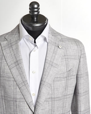 Untreated Linen Tonal Windowpane Soft Sport Jacket