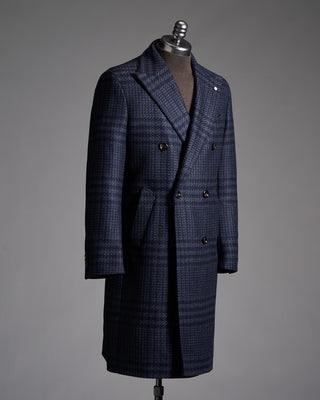 Luigi Bianchi Mantova Glen Check Wool Cashmere Topcoat Double Breasted 1567