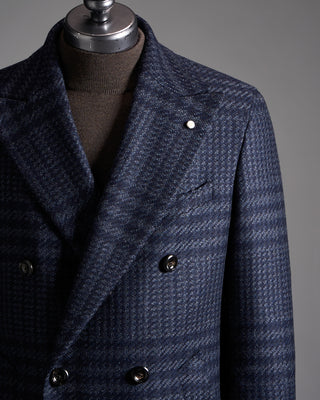 Luigi Bianchi Mantova Glen Check Wool Cashmere Topcoat Double Breasted 1568