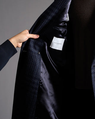 Luigi Bianchi Mantova Glen Check Wool Cashmere Topcoat Double Breasted 1574