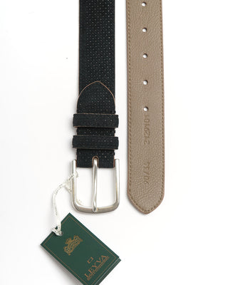 Leyva Black Leather Perforated Suede Belt