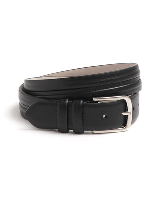Leyva Black Leather Grooved Double Raised Belt 