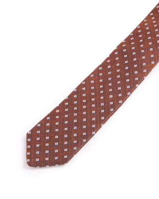 Dion Silk/Linen Melange Sqare Medallion Tie Rust 1 4687