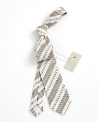 Paolo Albizzati Silk/Linen Stripe Tie Tan 1