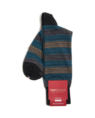Marcoliani Merino Stripe Mid Calf Socks 3034