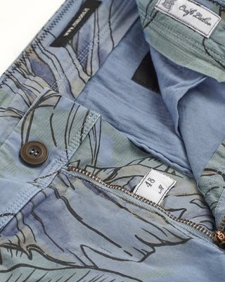 Mason's 'Eisenhower' Blue Tropical Leaf Cotton Stretch Shorts 