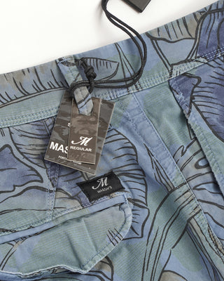 Mason's 'Eisenhower' Blue Tropical Leaf Cotton Stretch Shorts 