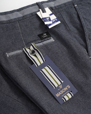 Mason's 'Torino' University Blue Glen Check Stretch Casual Pants