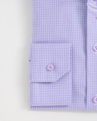 Eton Micro Check Signature Twill Shirt W/ Mauve Buttons Mauve 1