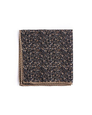 Dion Silk Double Printed Micro Floral/Micro Neat Pocket Square Black 4584