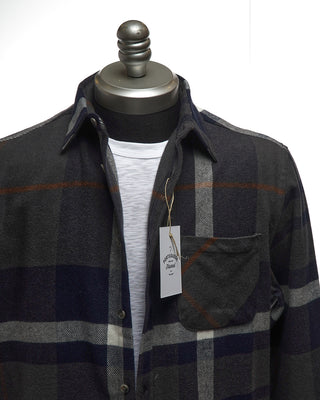 Portuguese Flannel Viz Check Flannel Shirt Grey / Navy  2