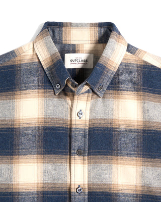 Blue Cream Plaid Flannel Shirt