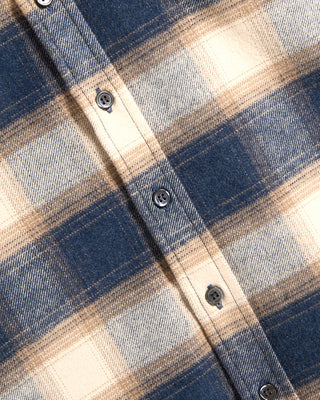 Blue Cream Plaid Flannel Shirt