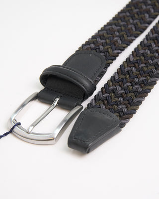 Andersons Signature Braided Multicolour Stretch Belt Navy / Blue / Olive 1 1