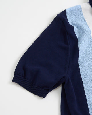 Gallia Adams Geometric Inlay Knit Polo Navy / Blue / Olive 1 2