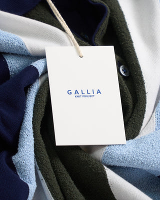 Gallia Adams Geometric Inlay Knit Polo Navy / Blue / Olive 1 4