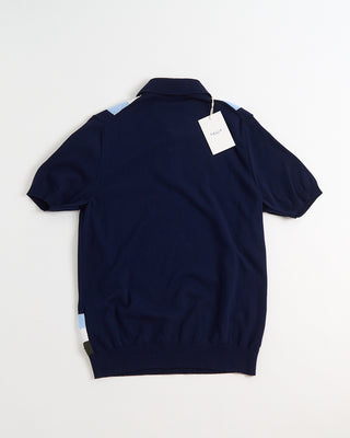Gallia Adams Geometric Inlay Knit Polo Navy / Blue / Olive 1 6