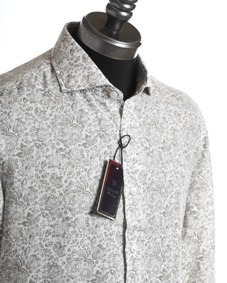 Orian Grey Vintage Floral Slim Fit Shirt 