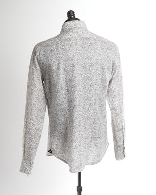 Orian Light Grey Vintage Floral Linen Slim Fit Shirt 