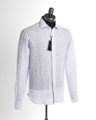 Orian Vintage Floral Light Blue Linen Slim Fit Shirt