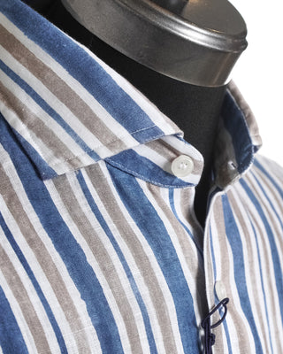 Orian Watercolour Stripe Linen Slim Shirt 