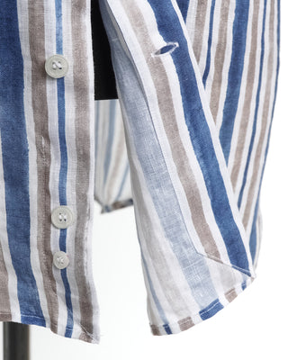 Orian Watercolour Striped Linen Slim Fit Shirt 
