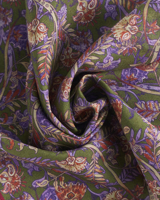 Dion Floral/Paisley Silk Double Sided Pocket Square Green 2304