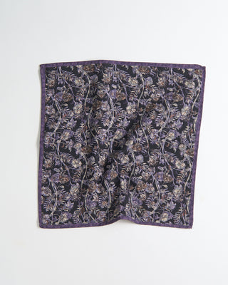 Dion Floral/Paisley Silk Double Sided Pocket Square Navy 2306