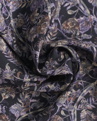 Dion Floral/Paisley Silk Double Sided Pocket Square Navy 2307