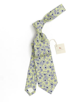 Paolo Albizzati Lime Green Lily Flower Print Tie