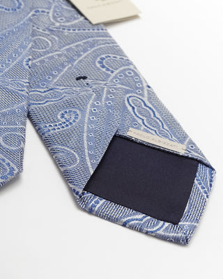 Paolo Albizzati Blue Paisley Jacquard Silk Tie