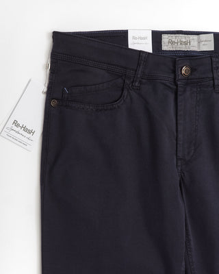 Re-HasH Navy Cotton Tencel Lightweight Summer Five Pocket Pants 