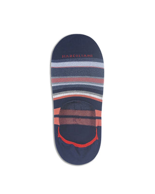 Marcoliani Pima Cotton Regatta Stripe No Show Socks Navy/Red 1