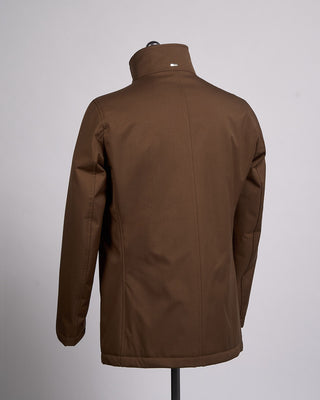 Herno Nylon Twill Car Coat W/ Removable Fur Collar Brown 12 2422