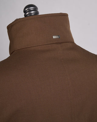 Herno Nylon Twill Car Coat W/ Removable Fur Collar Brown 14 2423