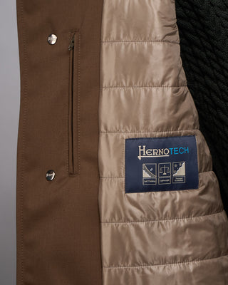 Herno Nylon Twill Car Coat W/ Removable Fur Collar Brown 15 2425