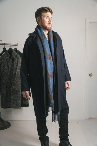 Tagliatore Water Repellent Serge Wool Raglan Sleeve Street Topcoat Navy 1