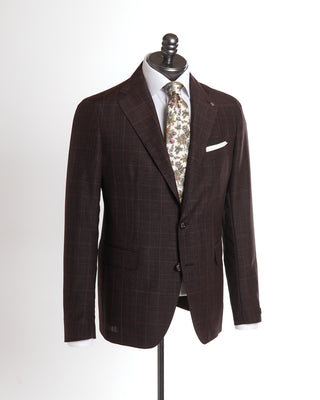 Tagliatore Burgundy Tropical Weight Glencheck Soft Suit