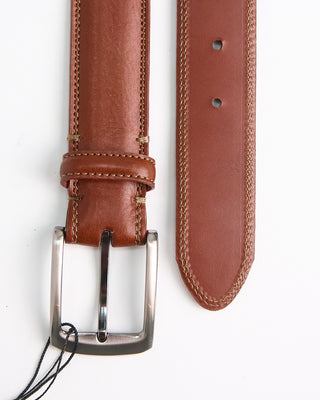 Custom Leather Double Stitch Dolce Dress Belt / Tan  3