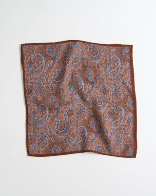 Dion Paisley/Teardrop Wool Double Sided Pocket Square Rust 2321