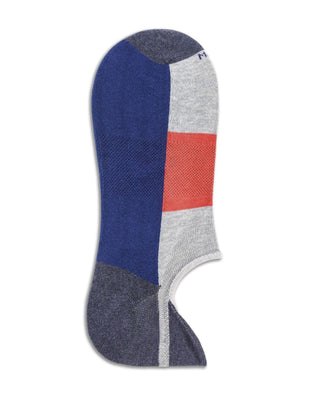 Marcoliani Pima Cotton Color Block Socks Denim/Tomato 1