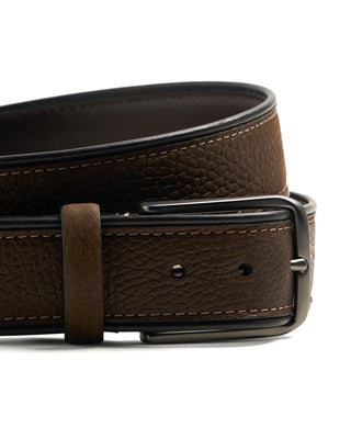 Veneta Cinture Suede Belt with Leather Piping 3261