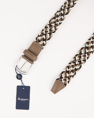 Andersons Brown Taupe  White Multi Coloured Braided Stretch Belt Brown/Taupe/White 13 1089