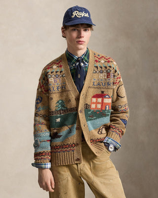Polo Ralph Lauren Scenic Fair Isle Cardigan, on model