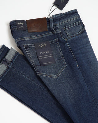 34 Heritag Dark Blue Brushed Organic Jeans