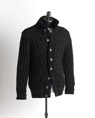 S.N.S. Herning Black Wool 'Stark' Cardigan Sweater