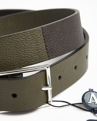 Two Tone Thin Leather Belt / Brown