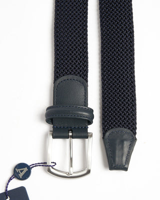 Navy Tubular Braided Stretch Cotton Belt
