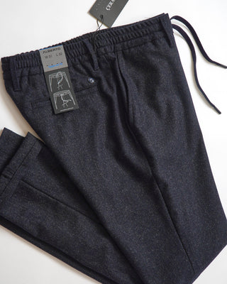 Alberto Navy 'House' Ceramica Flannel Wool Look Pant